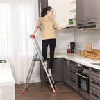 Leiter - Aluminiumleiter - 12 cm breite Schritte - faltbar - Anti -Slip - bis zu 150 kg