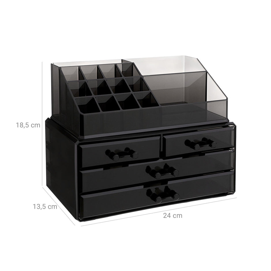 Make-up-Stand-Cosmetic-Speicher-4-Schubladen-Schwarz