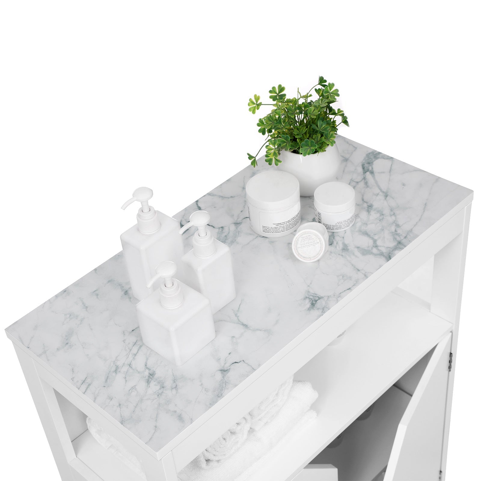 Badezimmermöbel - Schrank mit offenem Fach und verstellbaren Regalen - 60 x 30 x 80 cm - Weiß