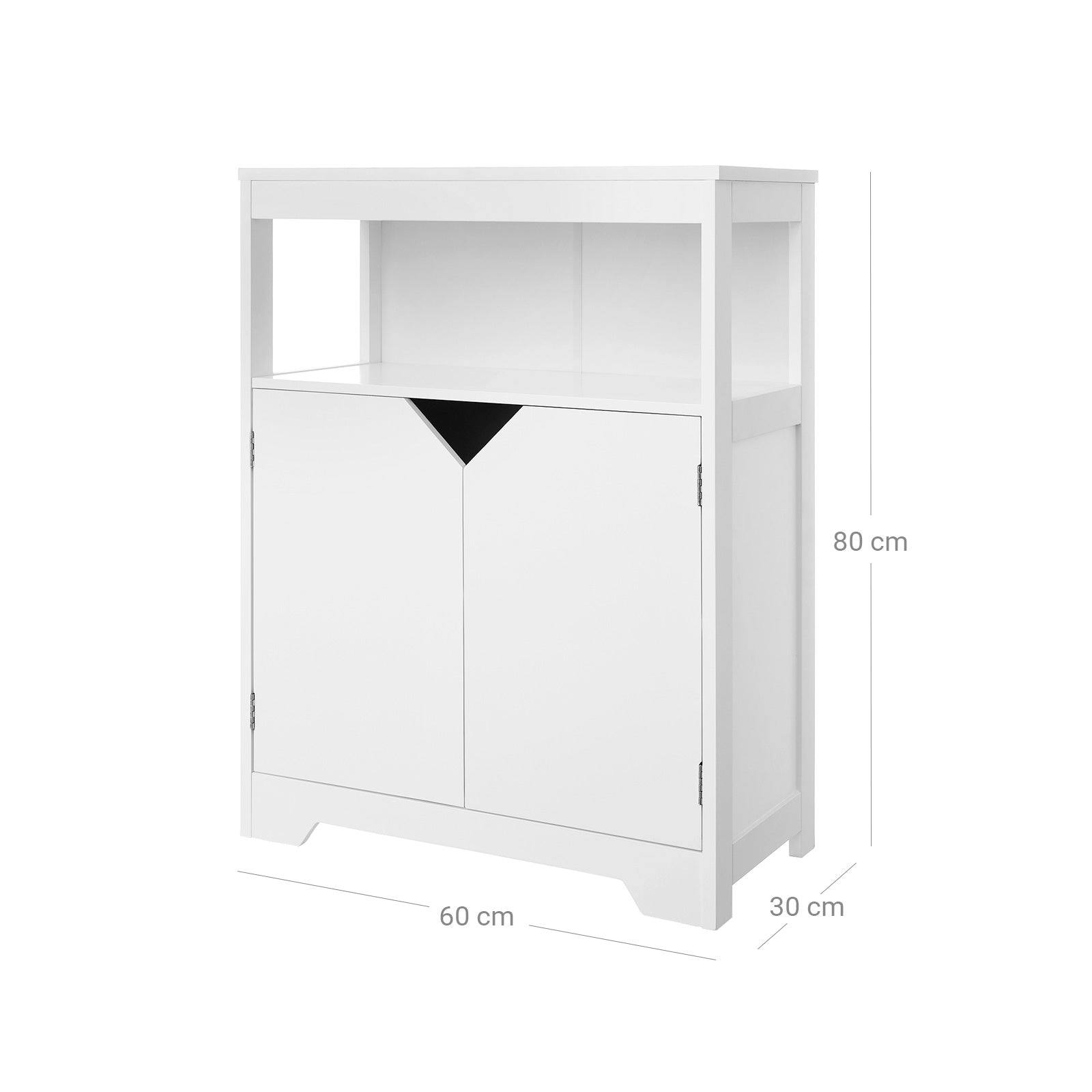 Badezimmermöbel - Schrank mit offenem Fach und verstellbaren Regalen - 60 x 30 x 80 cm - Weiß