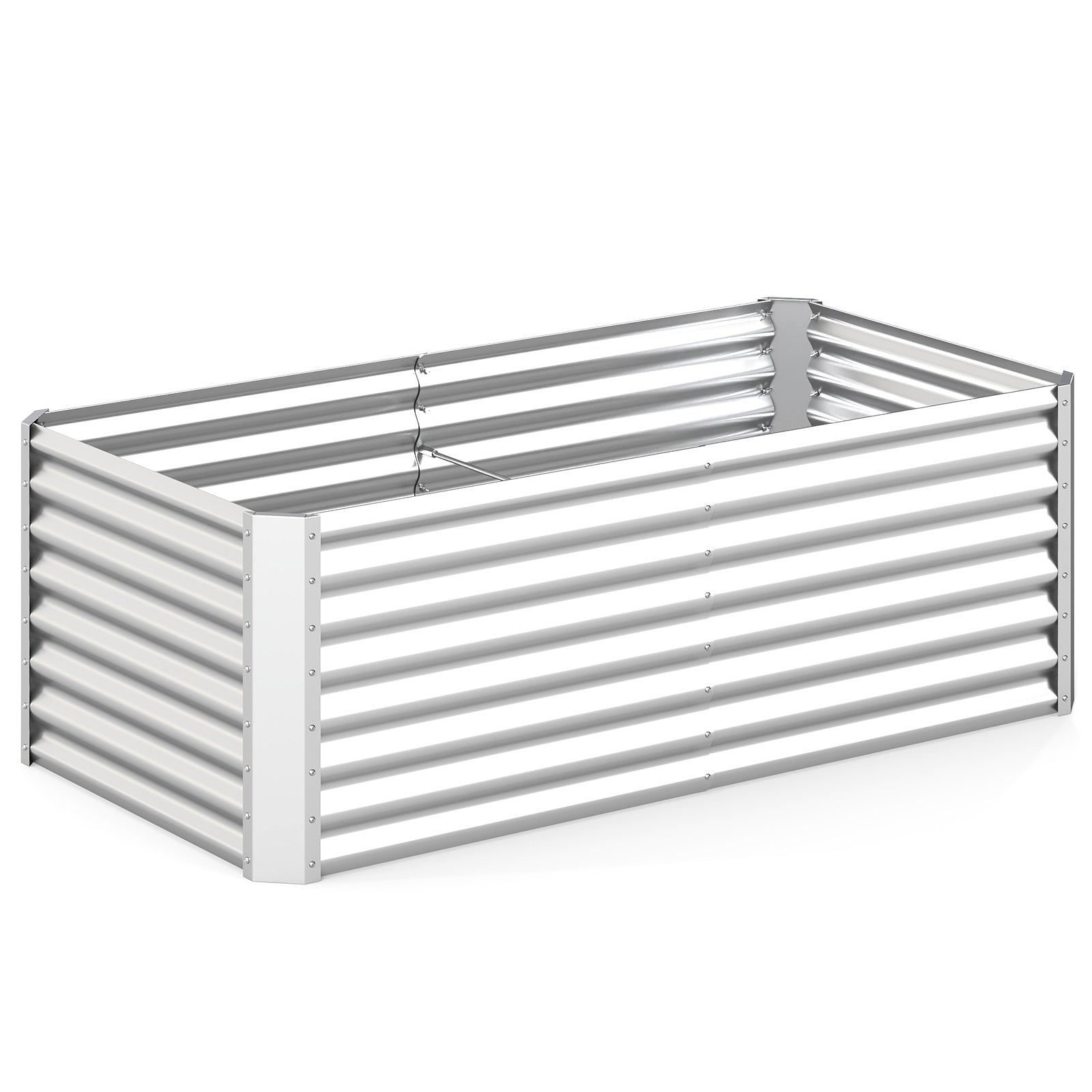 Metallhögbädd, – rektangulär planteringslåda av galvaniserad plåt med öppen botten – 181,5 x 94 x 60,5 cm