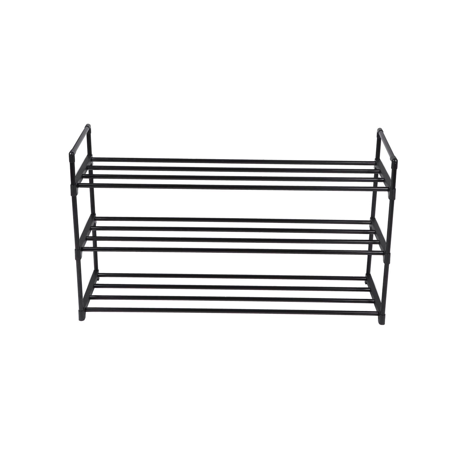 Schuhregal - mit 3 Levels - für 12-15 Paar Schuhe - Metall - Schwarz