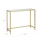 Konsolet -Tisch - Moderner Beistelltisch - Glasblatt - Goldener Rahmen