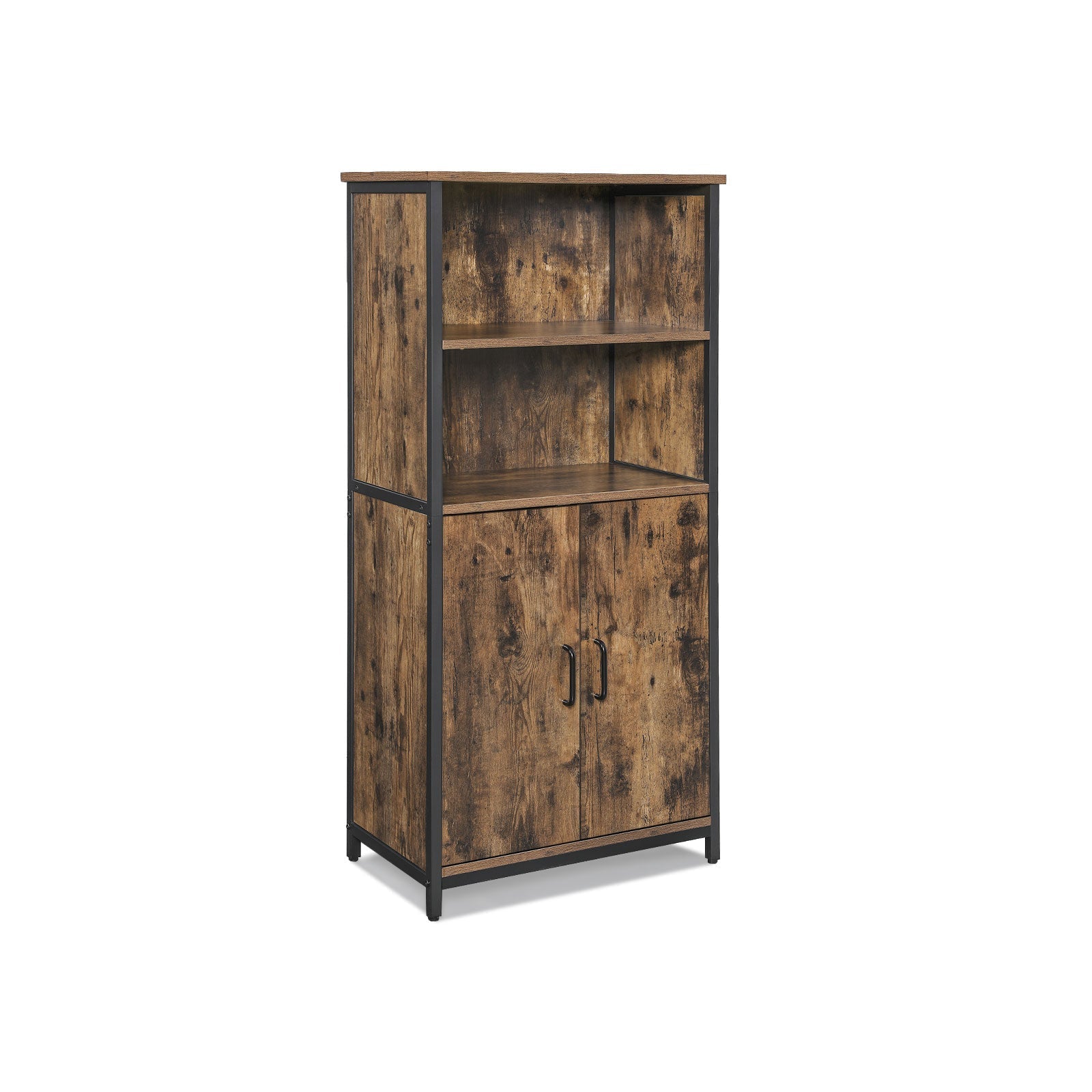 Sideboard - Küchenschrank mit 2 offenen Fächern - Bücherregal - Brown