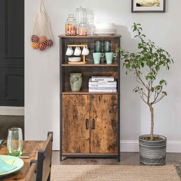 Sideboard - Küchenschrank mit 2 offenen Fächern - Bücherregal - Brown
