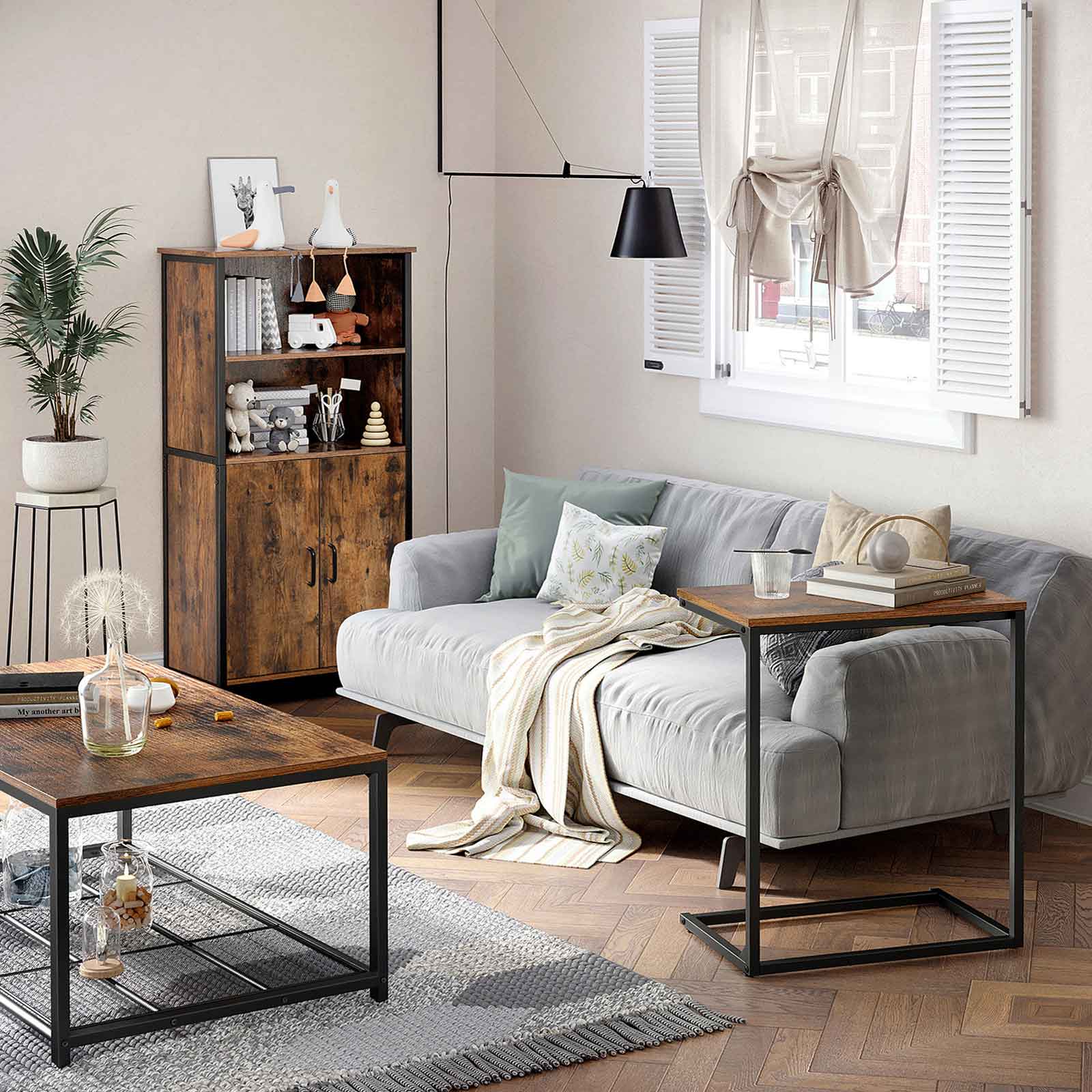 Sideboard - Küchenschrank mit 2 offenen Fächern - Bücherregal - Brown