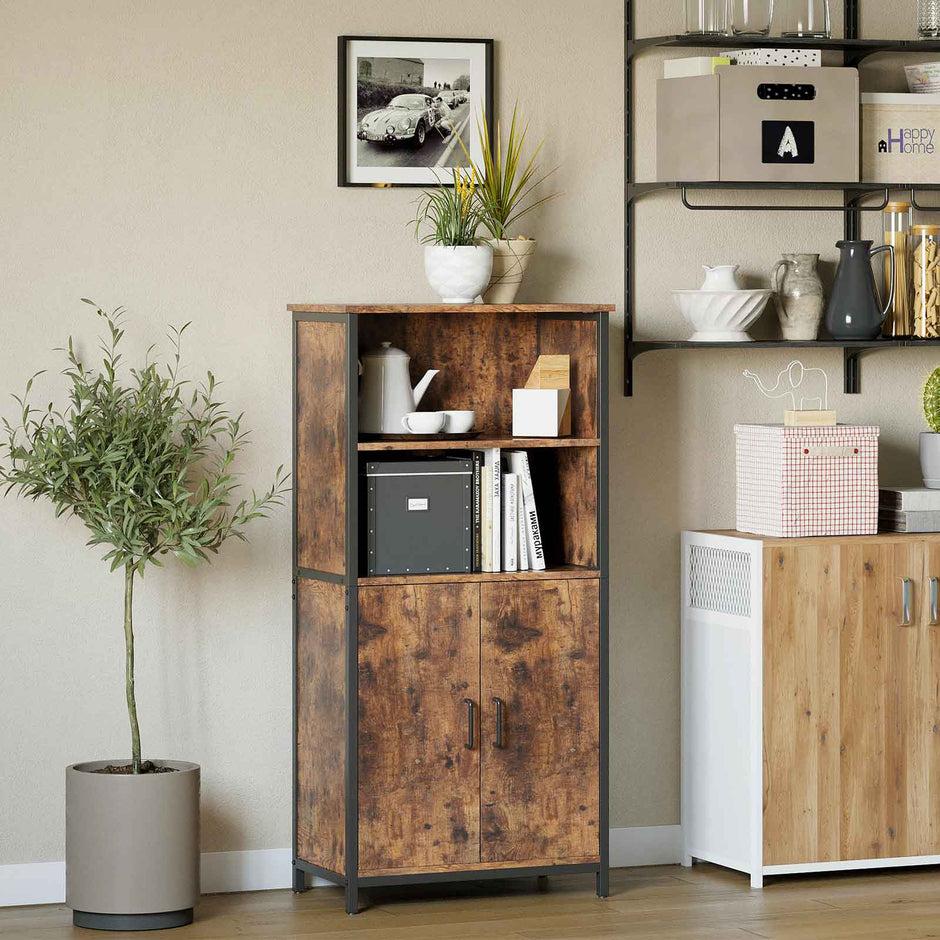 Sideboard - Küchenschrank mit 2 offenen Fächern - Bücherregal - Brown
