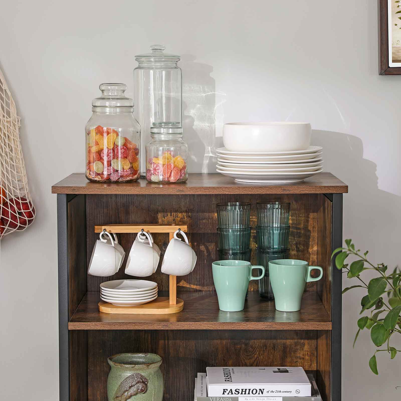 Sideboard - Küchenschrank mit 2 offenen Fächern - Bücherregal - Brown