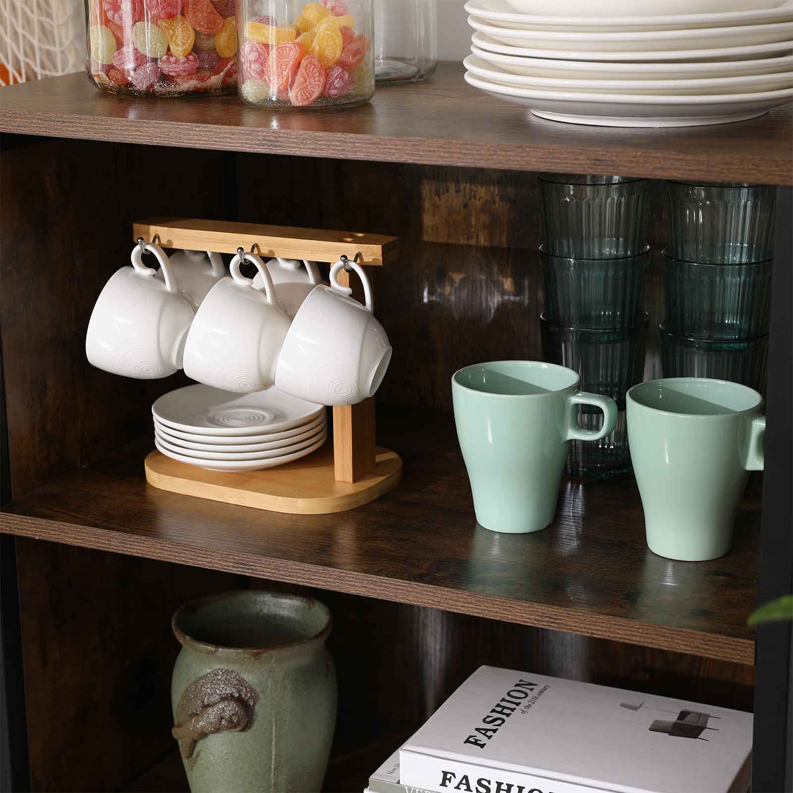 Sideboard - Küchenschrank mit 2 offenen Fächern - Bücherregal - Brown