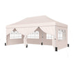 Hopfällbar – paviljong med fyra sidoväggar höjdläsbar pop up – 3 x 6 m – Beige