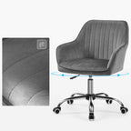 Office Stuhl - Bürokorient - Velvet Computerstuhl - Höhe einstellbar - Schwenkstuhl - Grau
