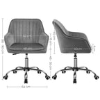 Office Stuhl - Bürokorient - Velvet Computerstuhl - Höhe einstellbar - Schwenkstuhl - Grau