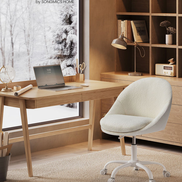 Samtbürostuhl, hochverstellbarer Cappuccino-Beige Cloud weiß