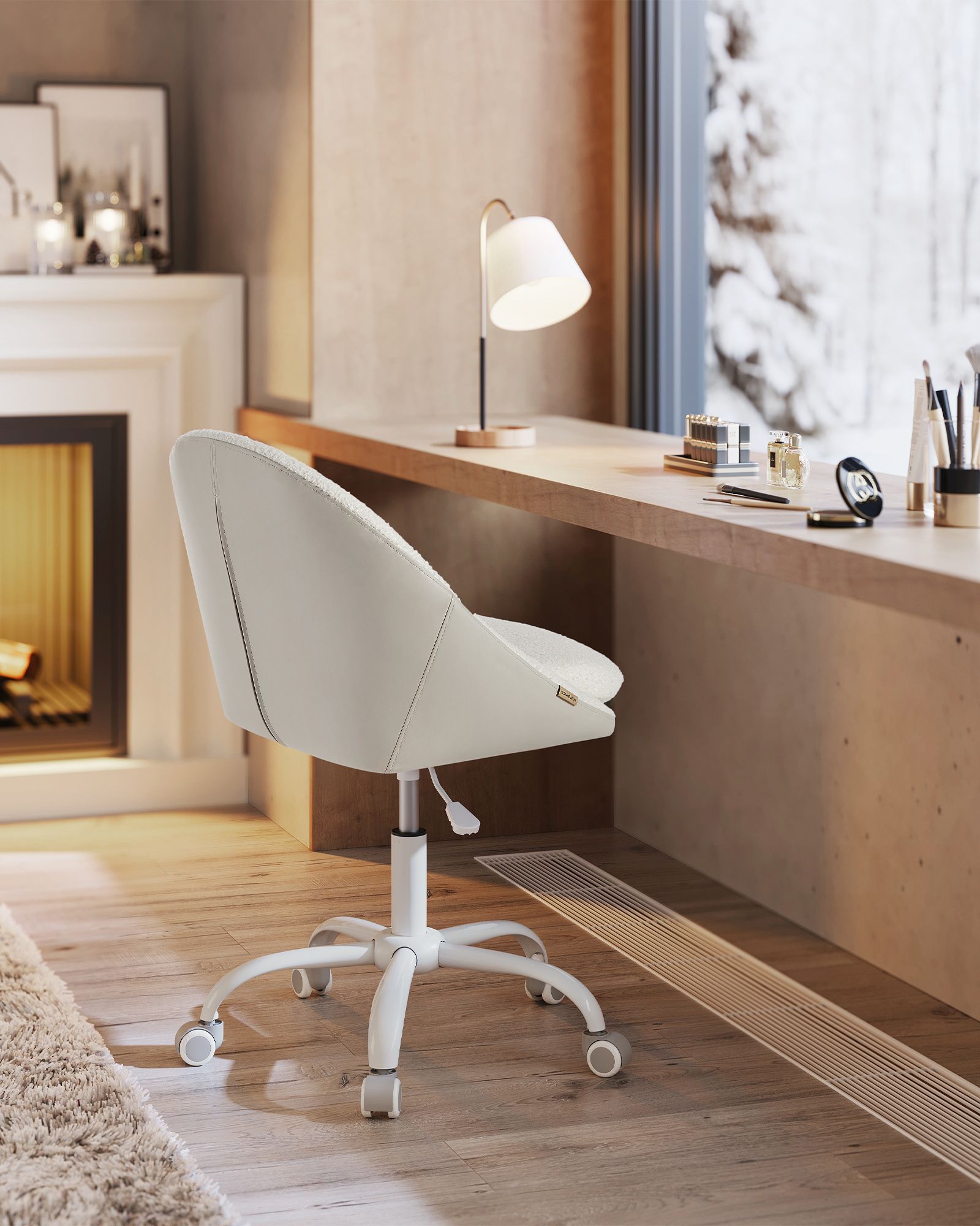 Samtbürostuhl, hochverstellbarer Cappuccino-Beige Cloud weiß
