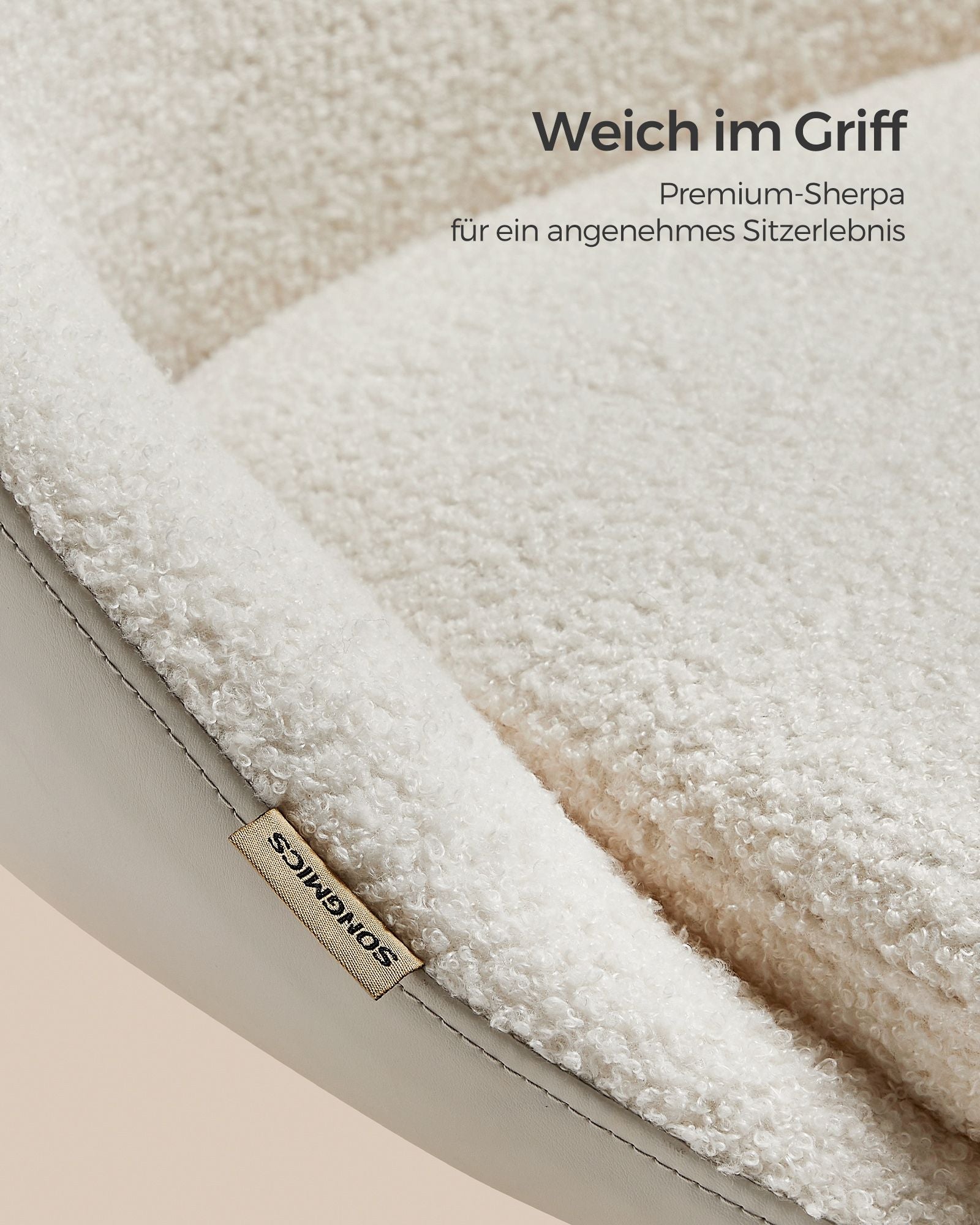 Samtbürostuhl, hochverstellbarer Cappuccino-Beige Cloud weiß