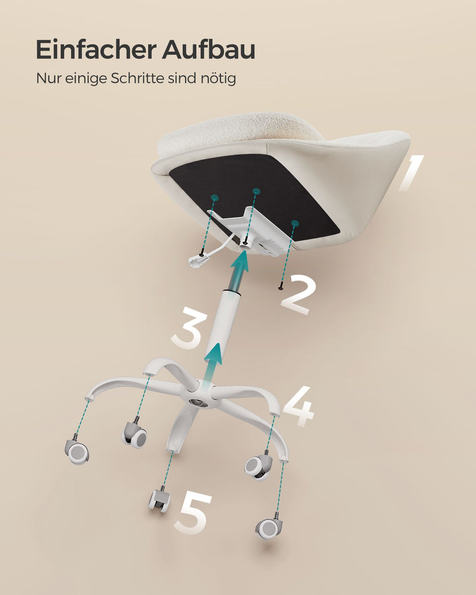 Samtbürostuhl, hochverstellbarer Cappuccino-Beige Cloud weiß