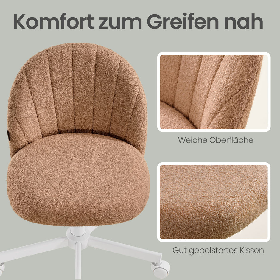 Kaptafelstoel - Draaibaar - In Hoogte Verstelbaar - Teddyfleece - Karamelbruin