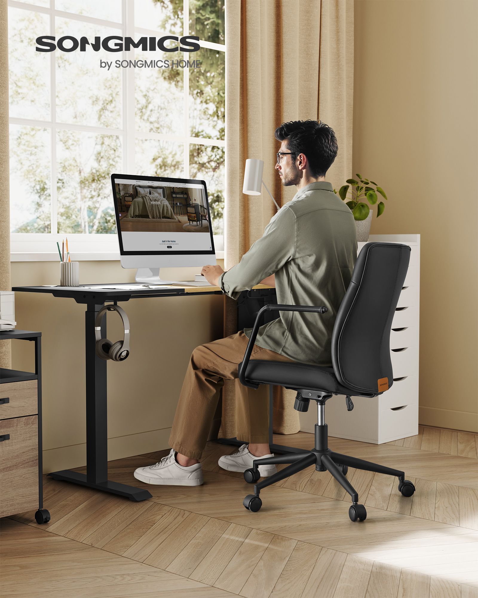 Office Stuhl - mit Backaus und gebogener Sitz - Tinte -Black