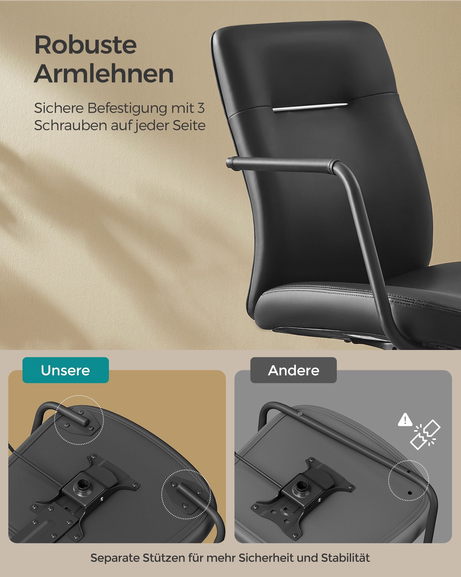 Office Stuhl - mit Backaus und gebogener Sitz - Tinte -Black
