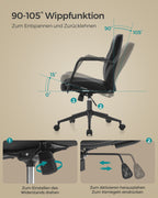 Office Stuhl - mit Backaus und gebogener Sitz - Tinte -Black