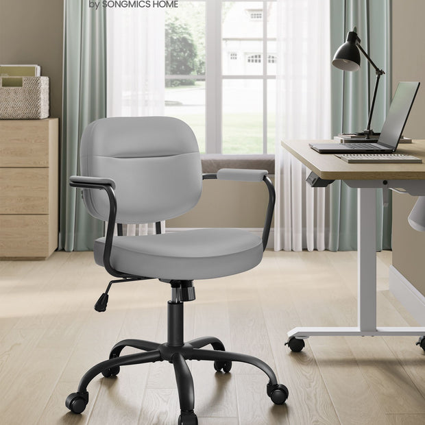 Bürostuhl aus PU mit Armlehnen Taubengrau