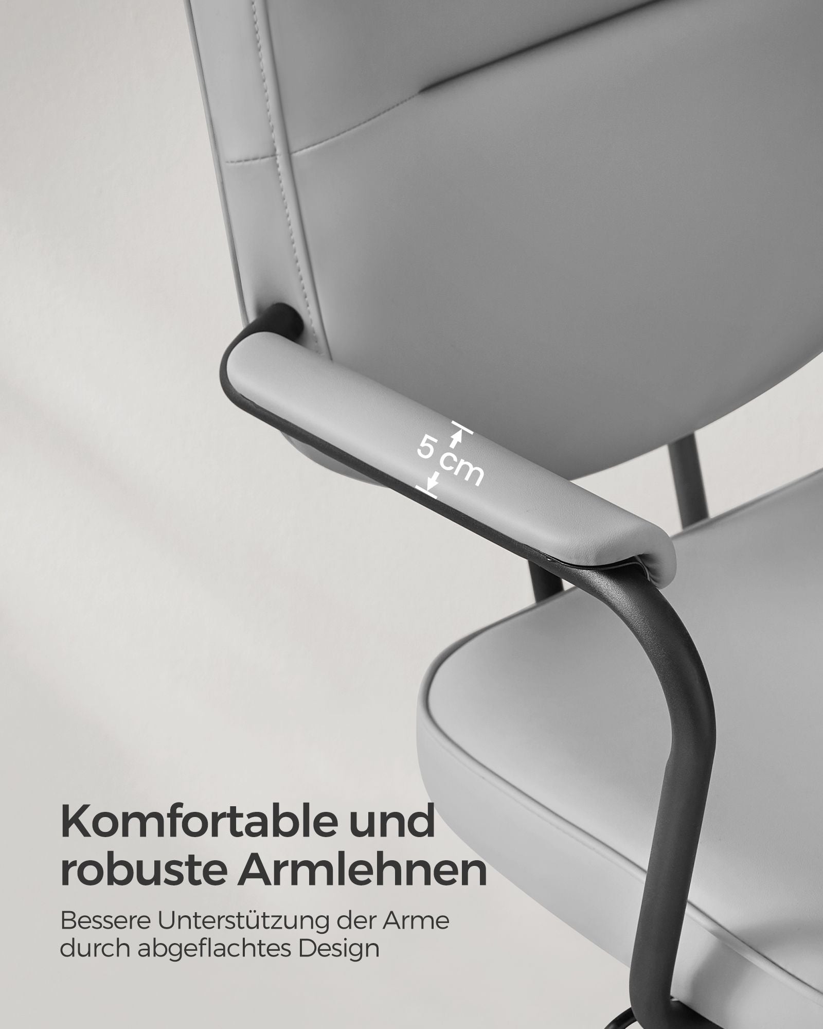 Bürostuhl aus PU mit Armlehnen Taubengrau