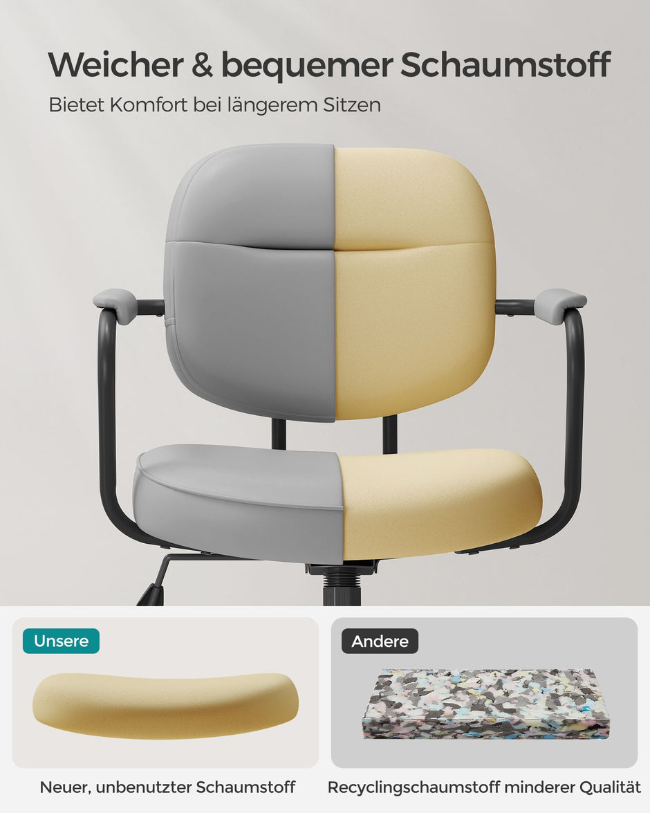 Bürostuhl aus PU mit Armlehnen Taubengrau