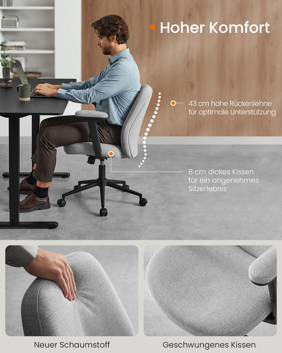 Bürostuhl mit verstellbaren Armlehnen Taube grau