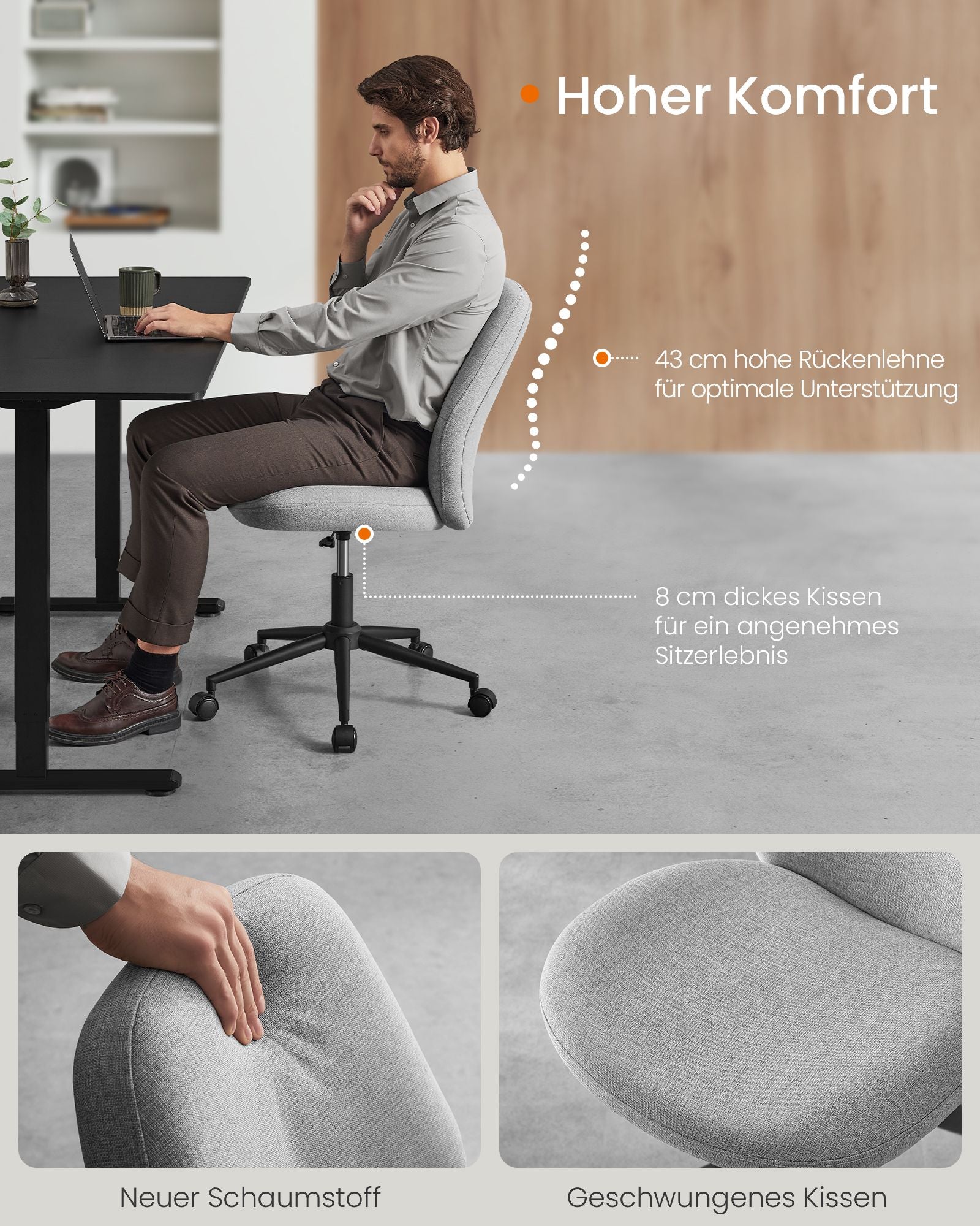 Bürostuhl mit Sitz- und Chassis -Taubengrau