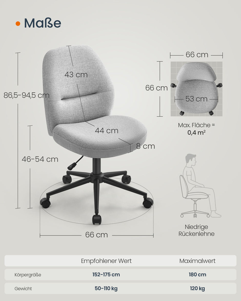 Bürostuhl mit Sitz- und Chassis -Taubengrau