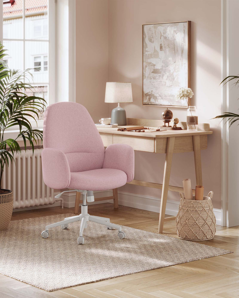 Bürostuhl in der Höhe mit Armlehnen Pastellrosa einstellbar