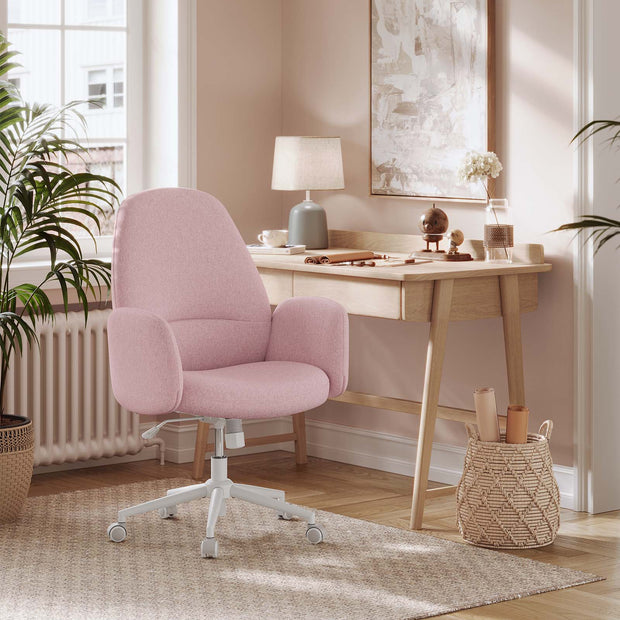 Bürostuhl in der Höhe mit Armlehnen Pastellrosa einstellbar