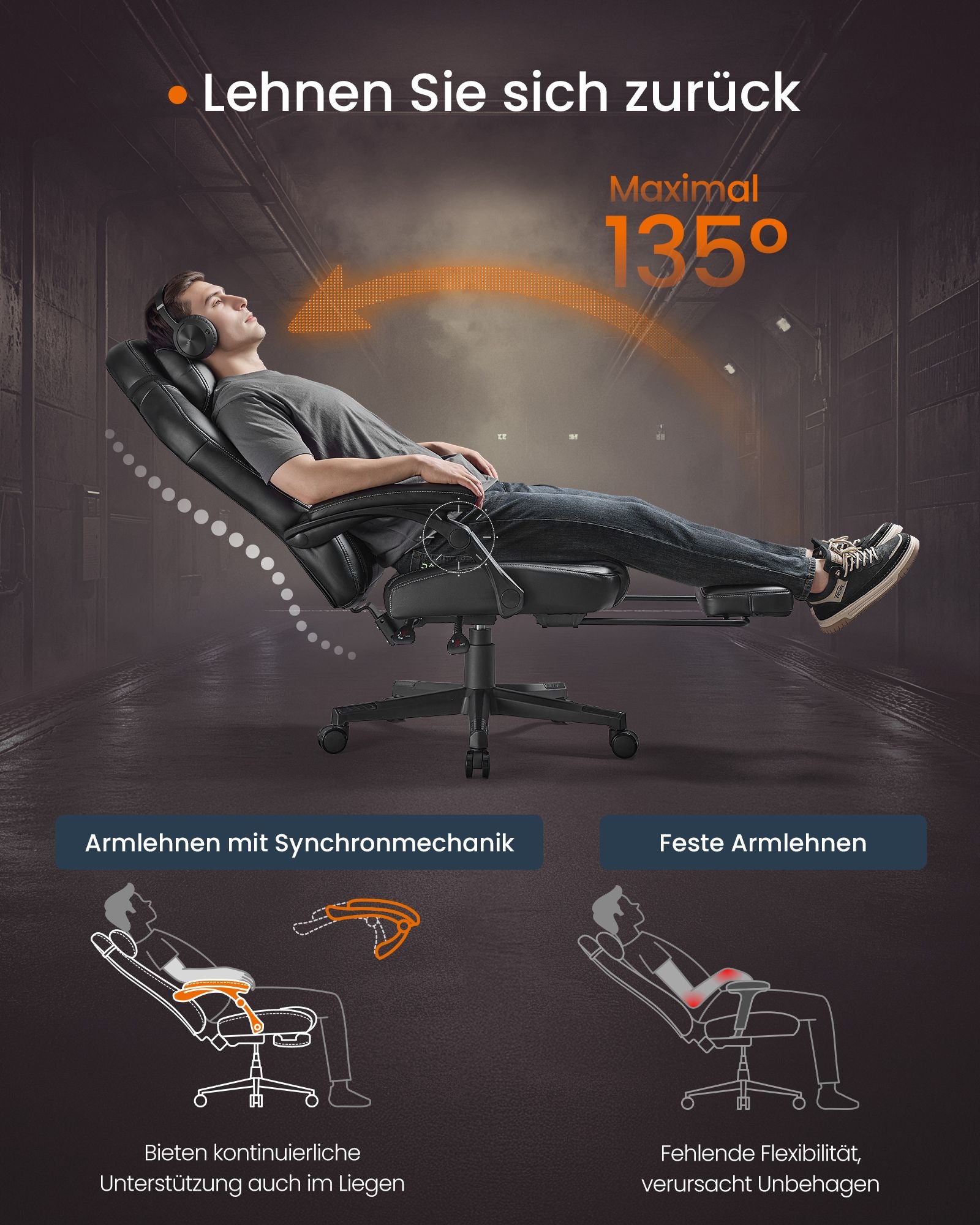 Höhe -Anpassbare Spielstuhl mit Fußstütze und Tintenschwarzkissen