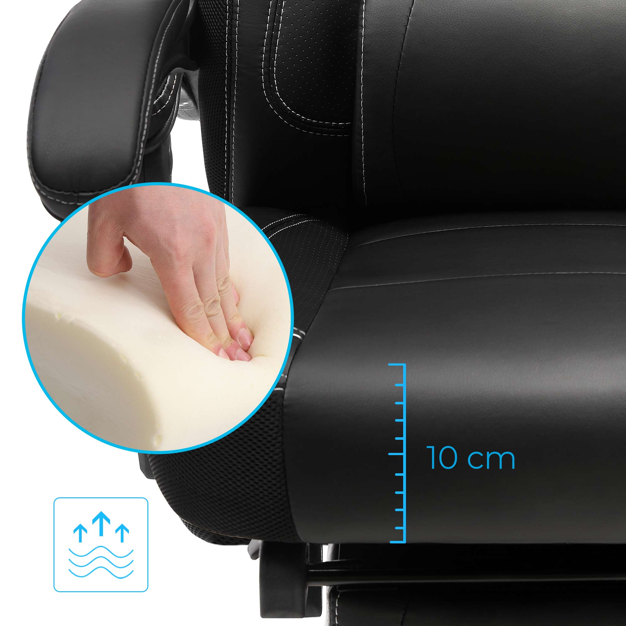 Gaming Chair - Game Chair - Bürostuhl - mit Fußstütze und Kopfstütze - Schwarz