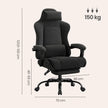Gamingstoel – Ergonomisch – Pocketvering Zitkussen – Uitschuifbare Voetensteun – Tot 150 kg – Inktzwart