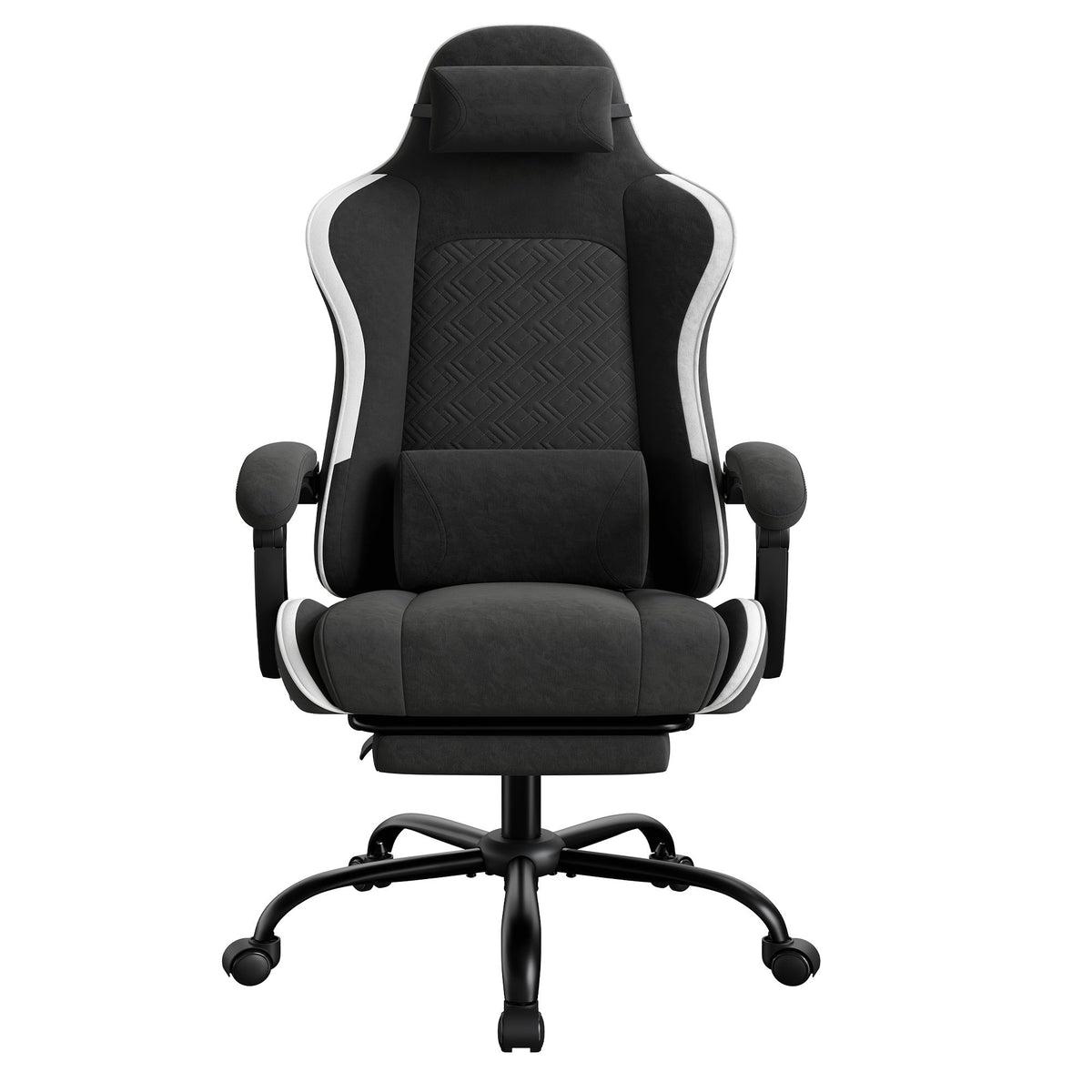 Gamingstoel – Ergonomisch – Pocketvering Zitkussen – Uitschuifbare Voetensteun – Tot 150 kg – Zwart