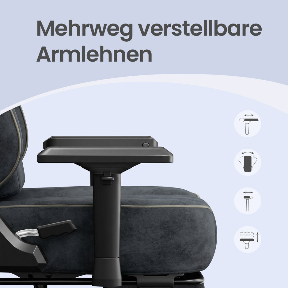 Gamingstoel - Met Voetsteun en 4D-Armleuningen - Tot 200 kg - Antracietgrijs - 72 x 72 x (125-135) cm