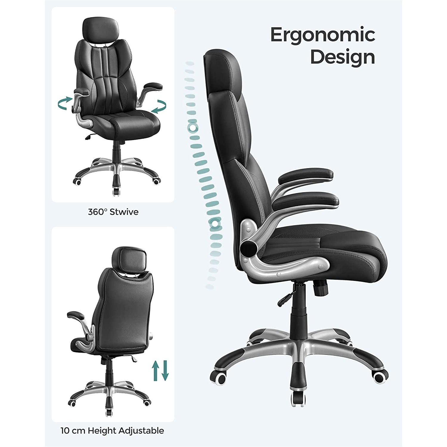 Office Chair - Ergonomisch - Spielstuhl - Rotatable - Schwarz