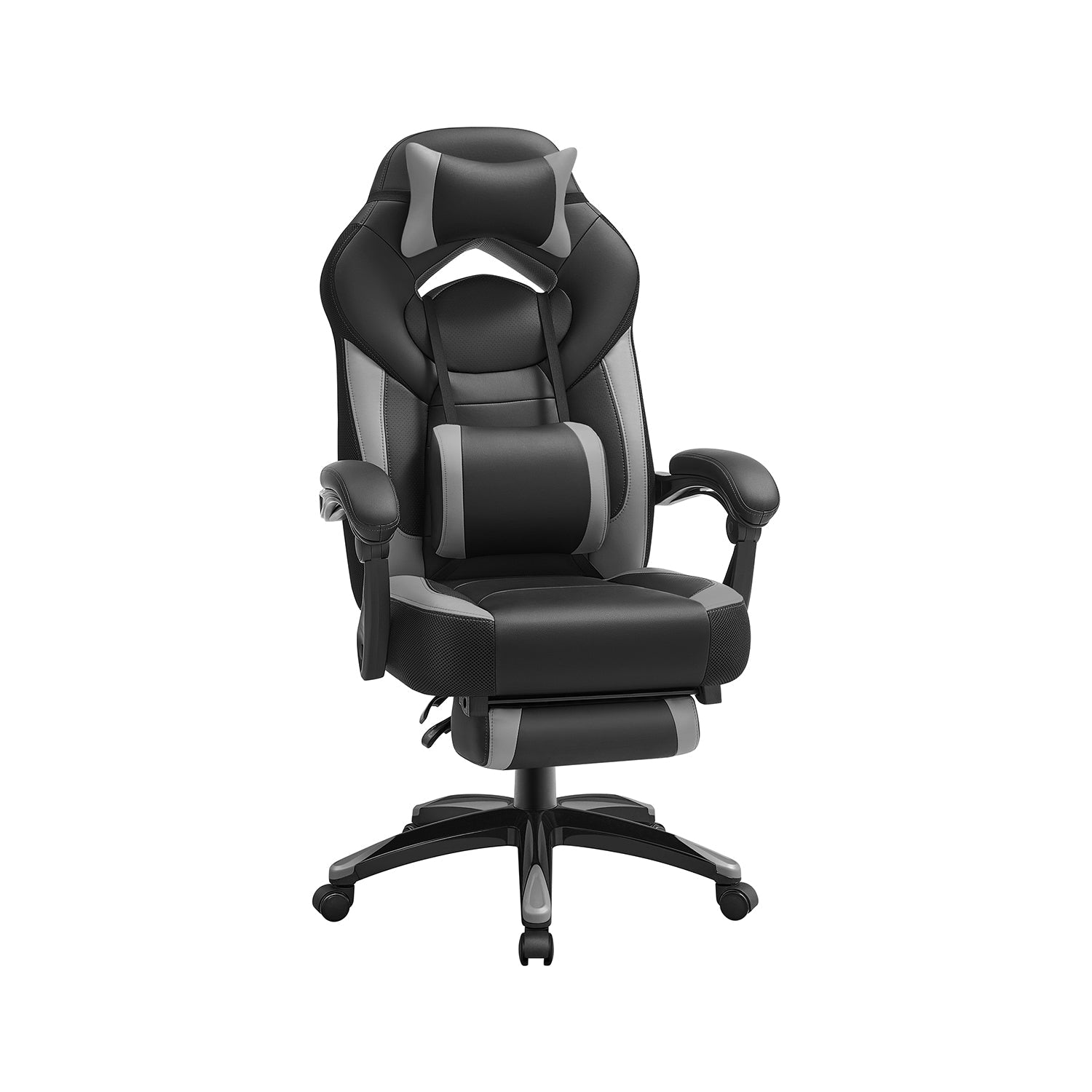 Gaming Chair - Game Chair - Bürostuhl - mit Fußstütze und Kopfstütze - Schwarz