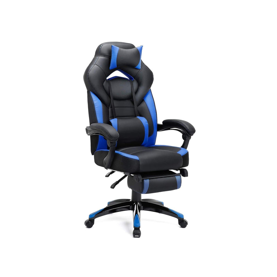 Gaming Chair - Game Chair - Bürostuhl - mit Fußstütze und Kopfstütze - Schwarz