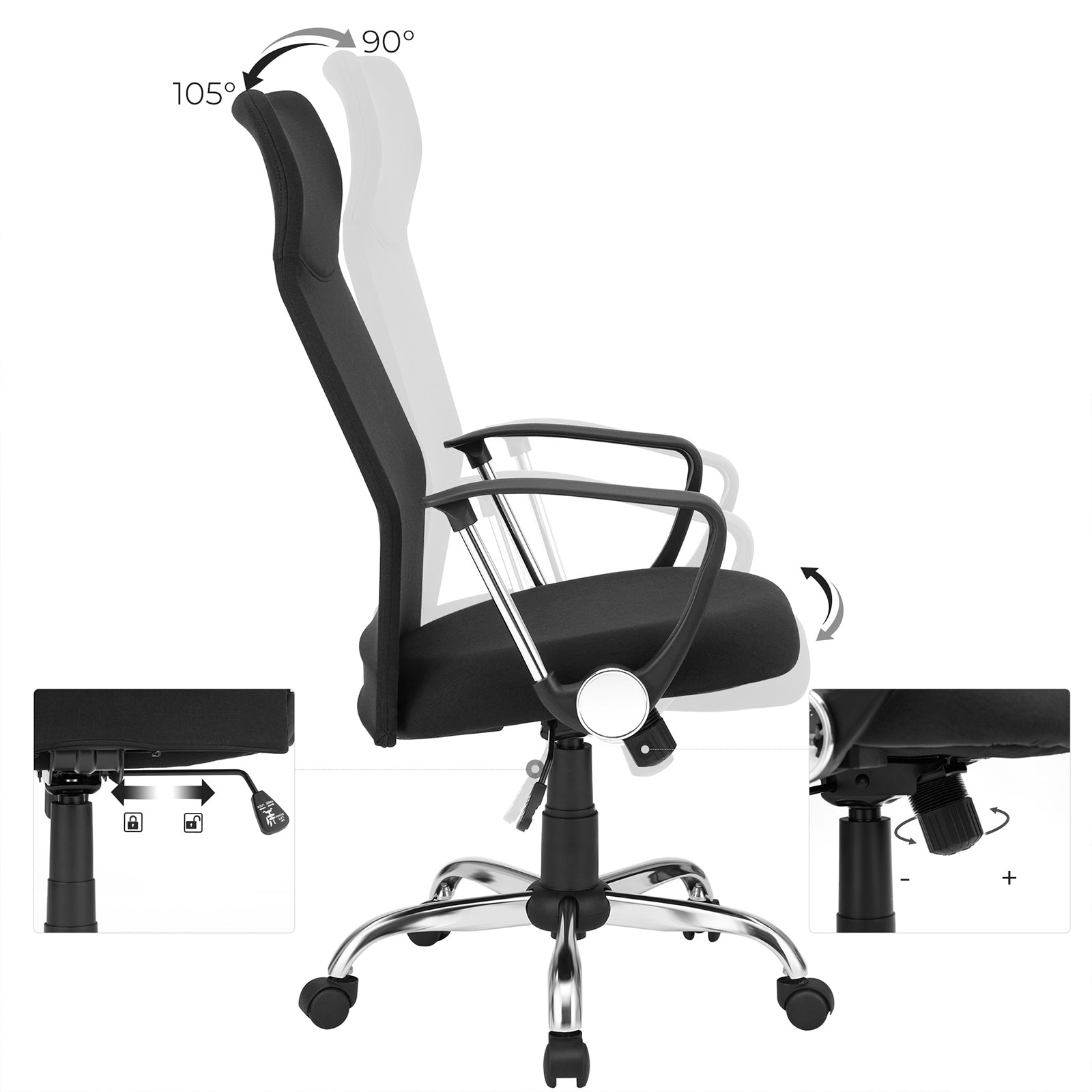 Office Chair - Ergonomischer Amtstuhl - Computerstuhl - Schwarz