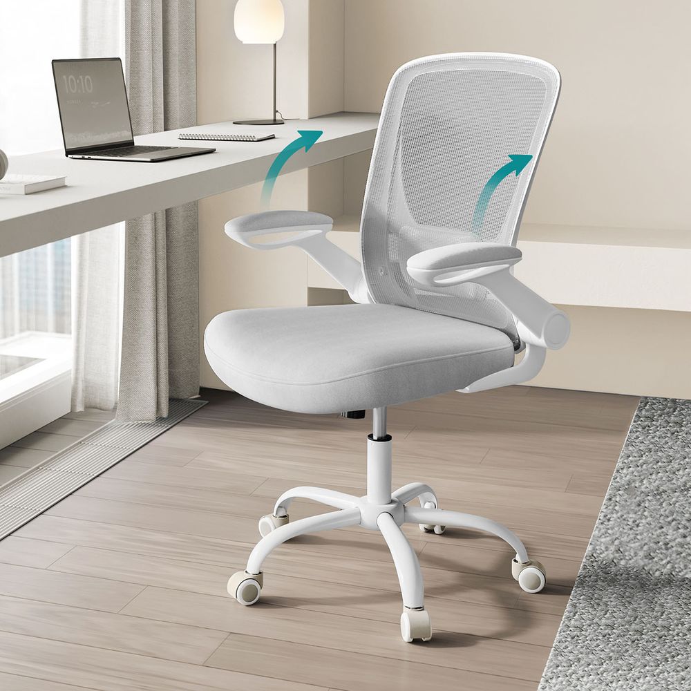 Office Chair - Ergonomisch - mit faltbaren Armlehnen - Nebelblau