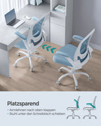 Office Chair - Ergonomisch - mit faltbaren Armlehnen - Nebelblau