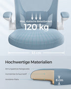 Office Chair - Ergonomisch - mit faltbaren Armlehnen - Nebelblau