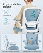Office Chair - Ergonomisch - mit faltbaren Armlehnen - Nebelblau