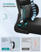 Office Chair - Ergonomisch - Mesh Fabric - faltbare Armlehnen