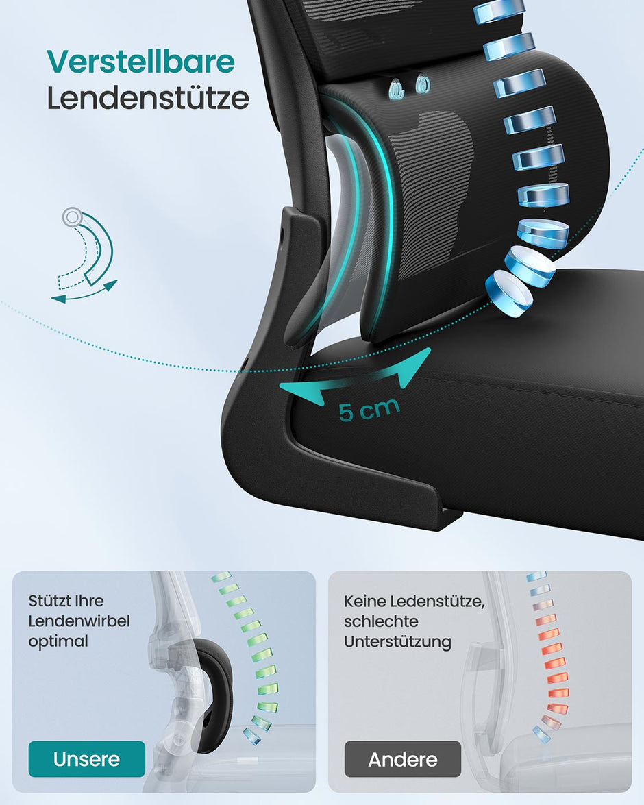 Office Chair - Ergonomisch - Mesh Fabric - faltbare Armlehnen