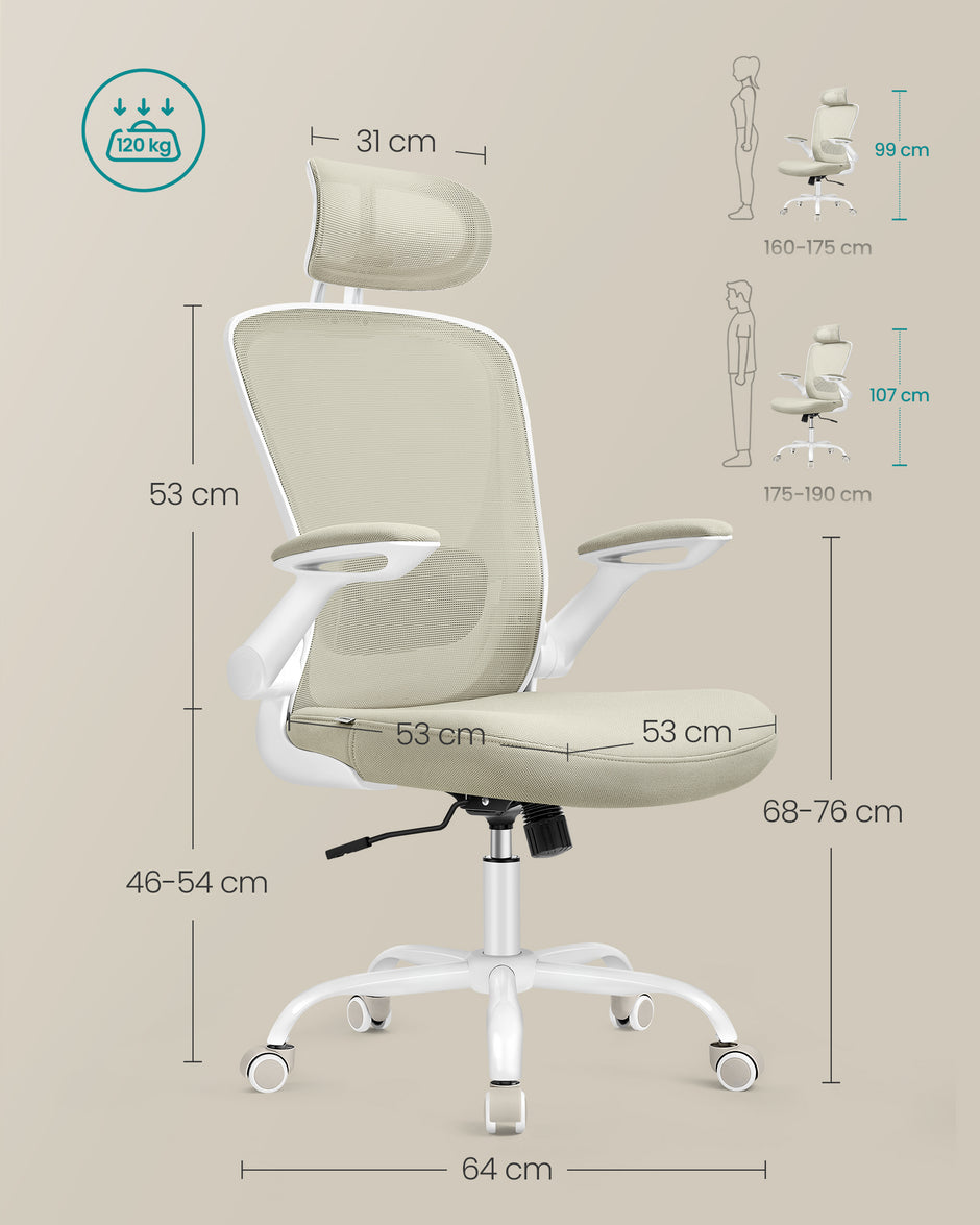 Office Chair - Ergonomisch - mit Mesh - Cappuccino Beige