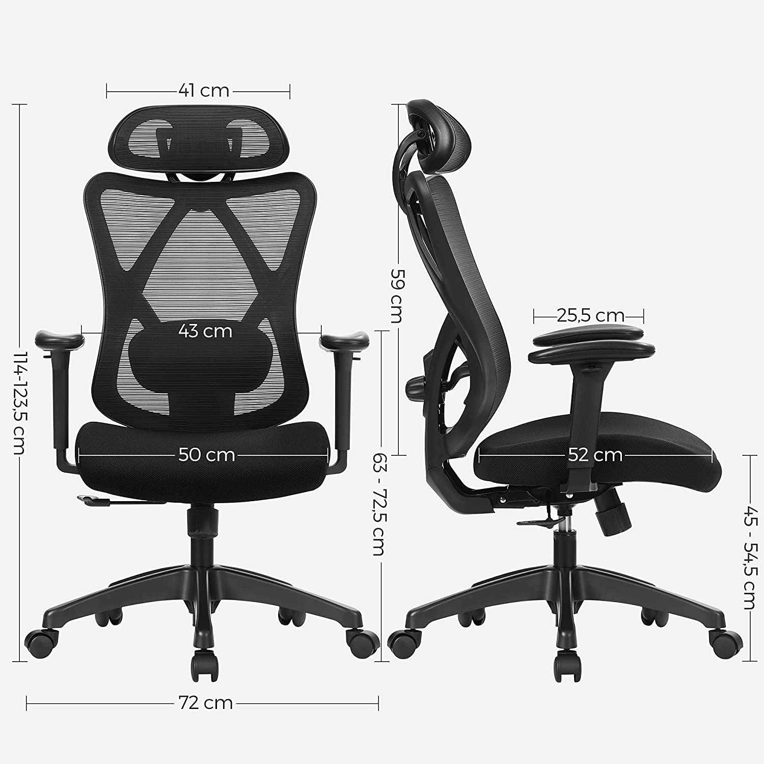Office Chair - Ergonomischer Bürostuhl - Verstellbarer Computerstuhl - Schwarz