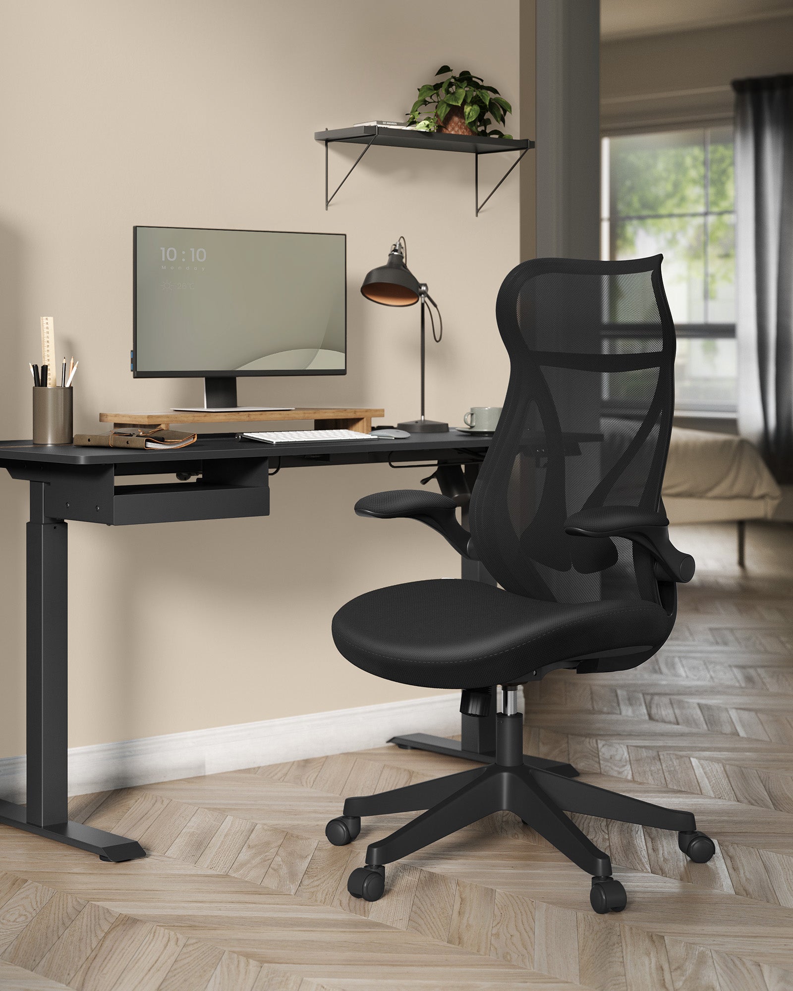 Office Stuhl mit Backer und Armlehnen Tinte -Black